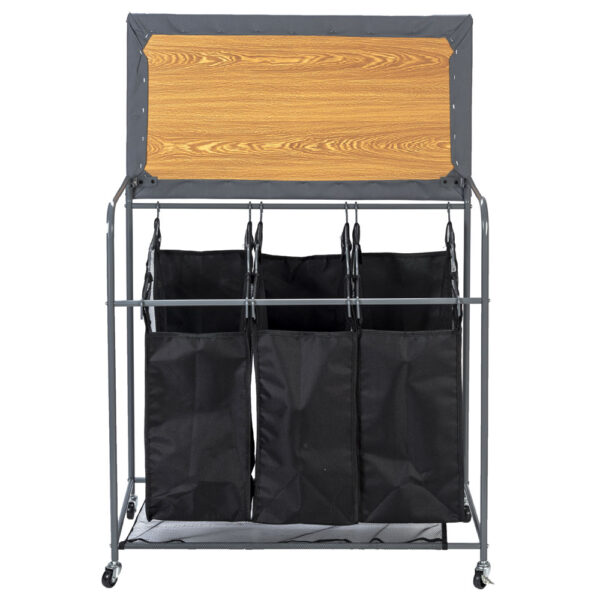 Laundry Baskets Laundry Trolley Laundry Sorter with Wooden Top