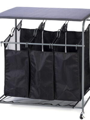 Laundry Baskets Laundry Trolley Laundry Sorter with Wooden Top