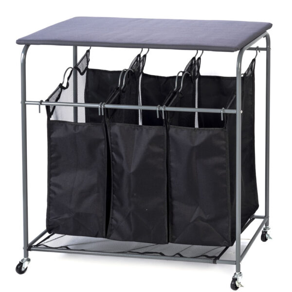 Laundry Baskets Laundry Trolley Laundry Sorter with Wooden Top