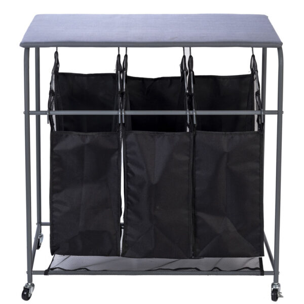 Laundry Baskets Laundry Trolley Laundry Sorter with Wooden Top