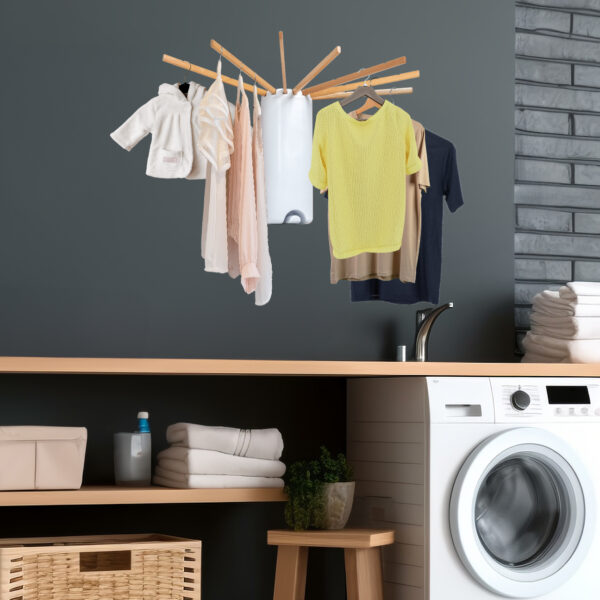 Wall Mounted Wood Clothes Drying Rack