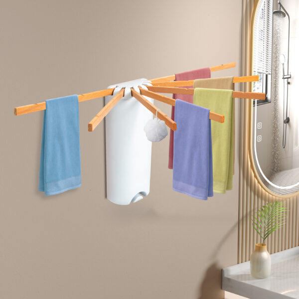 Wall Mounted Wood Clothes Drying Rack