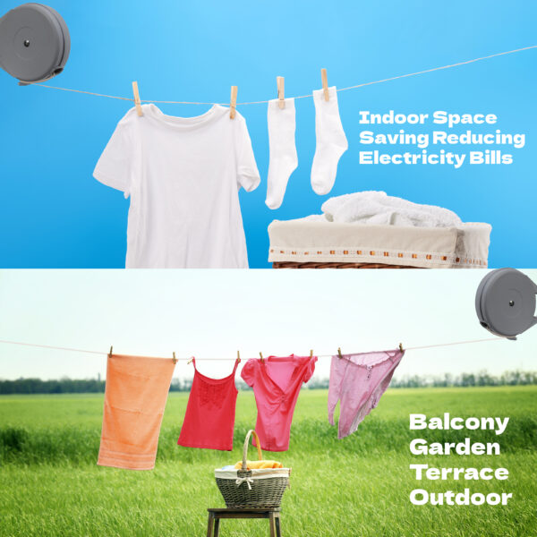 12M Extendable Single Washing Line for Indoor & Outdoor